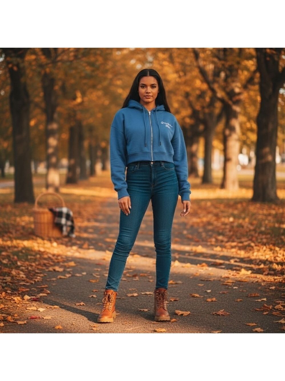 Missguided x Sean John8blue zipped crop hoodie size 6